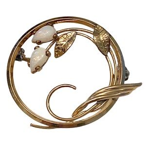 Vintage Opal 14k GF Floral Brooch